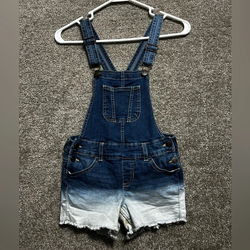 Justice Girls Denim Jean Overalls Shortalls Size 8